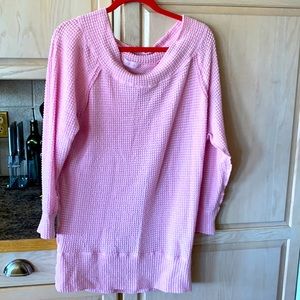 Pink lily sexy off the shoulder long waffle sweater size M excellent condition